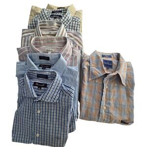Bulk Lot of 7 Faconnable Shirts Men's Various L Flawed - Long and Short Sleeve